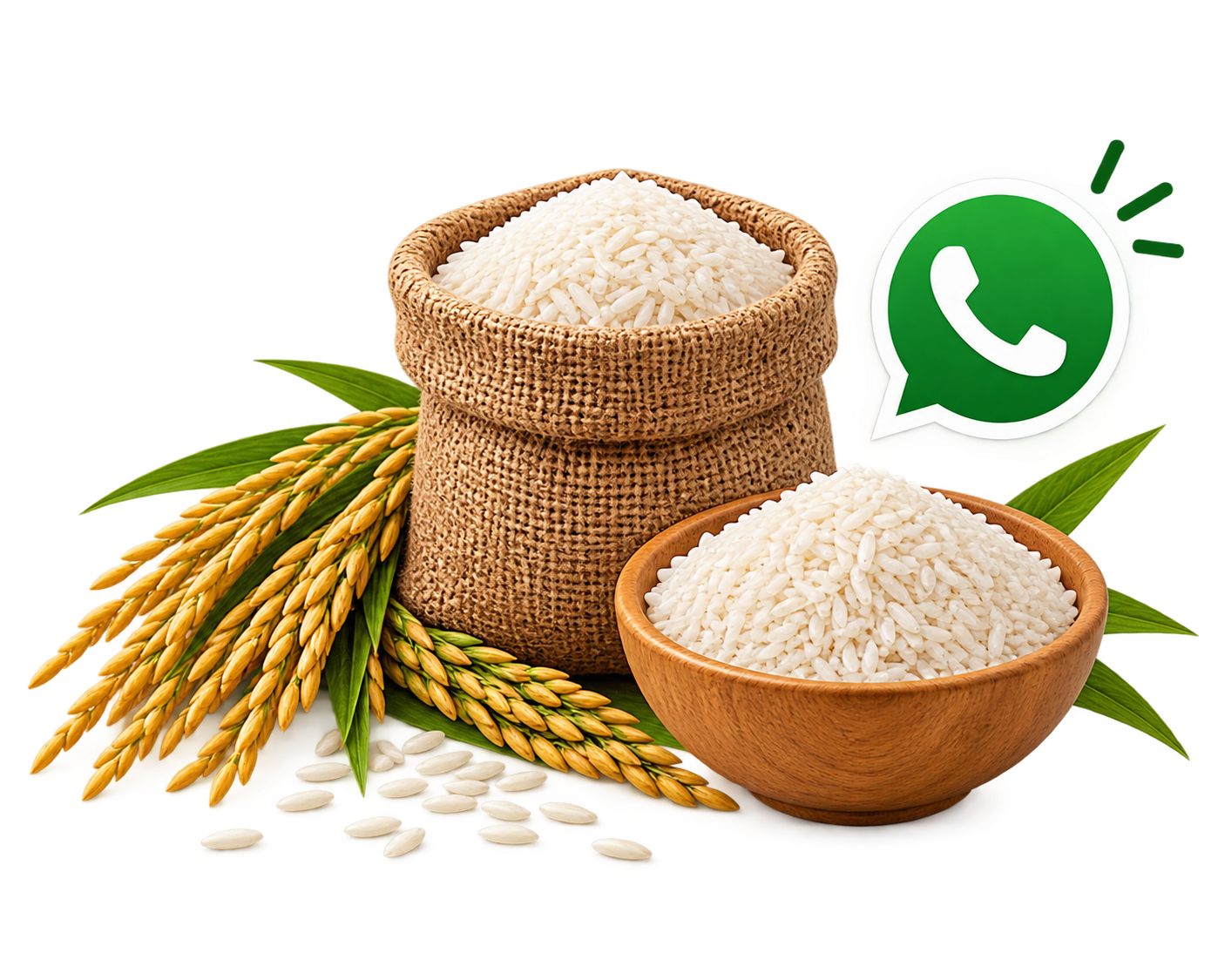 LangharRice rice sack, bowl of rice and paddy